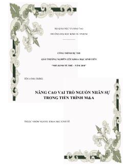 Đề tài Nâng cao vai trò nguồn nhân sự trong tiến trình M&A