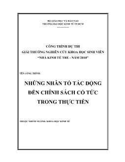Đề tài Những nhân tố tác động đến chính sách cổ tức trong thực tiễn