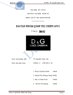 Đề tài Phân tích quản trị chiến lược công ty D&G