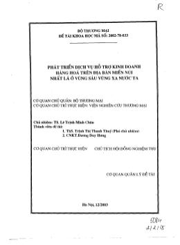 Đề tài Phát triển dịch vụ hỗ trợ kinh doanh hàng hóa trên địa bàn miền núi nhất là ờ vùng sâu vùng xa nước ta