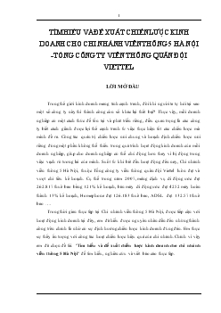 Đề tài Tìm hiểu và đề xuất chiến lược kinh doanh cho chi nhánh Viễn thông 5 Hà Nội - Tổng Công ty Viễn thông Quân đội VIETTEL