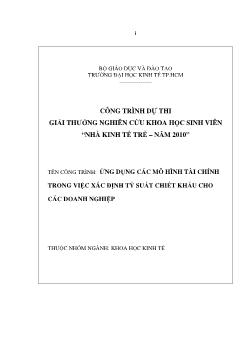Đề tài Ứng dụng các mô hình tài chính trong việc xác định tỷ suất chiết khấu cho các doanh nghiệp