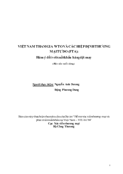 Đề tài Việt Nam tham gia WTO và các hiệp định thương mại tự do (FTA): hàm ý đối với xuất khẩu hàng dệt may