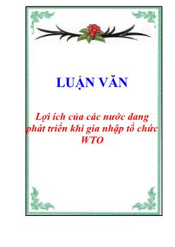 Luận văn Lợi ích của các nước đang phát triển khi gia nhập tổ chức WTO