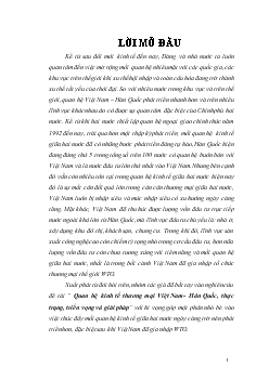 Luận văn Quan hệ kinh tế thương mại Việt Nam- Hàn Quốc, thực trạng, triển vọng và giải pháp