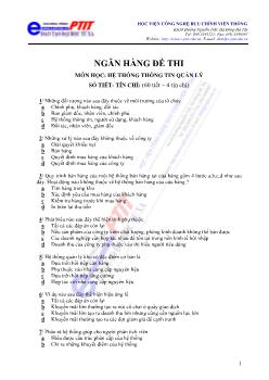 Ngân hàng đề thi môn Hệ thống thông tin quản lý