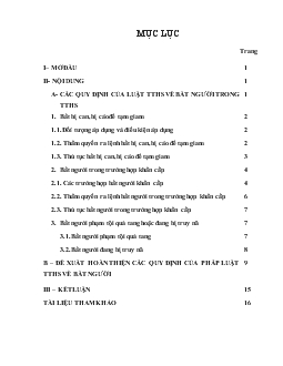 Tiểu luận Các quy định của luật tố tụng hình sự về bắt người trong tố tụng hình sự