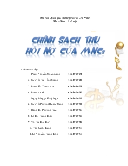 Tiểu luận Chính sách thu nợ của công ty đa quốc gia (MNCs)