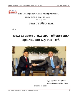 Tiểu luận Quan hệ thương mại Việt – Mỹ theo hiệp định thương mại Việt – Mỹ