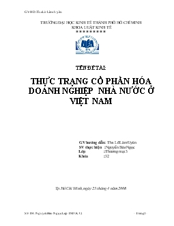 Tiểu luận Thực trạng cổ phần hóa doanh nghiệp nhà nước ở Việt Nam