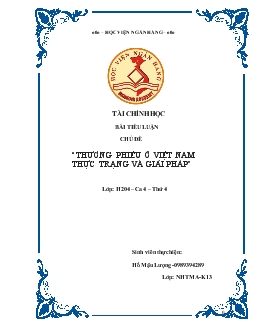 Tiểu luận Thương phiếu ở Việt Nam – thực trạng và giải pháp