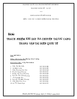 Tiểu luận Trách nhiệm khi xảy ra chuyển tải sai cảng trong vận tải biển quốc tế