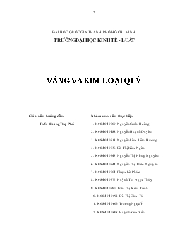 Tiểu luận Vàng và kim loại quý