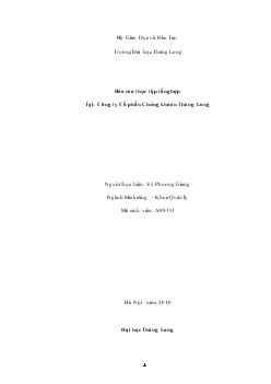 Báo cáo Thực trạng hoạt động sản xuất kinh doanh của Công ty Cổ phần Chứng khoán Thăng Long