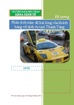 Đề tài Phân tích mức độ hài lòng của khách hàng về dịch vụ taxi Thanh Tùng