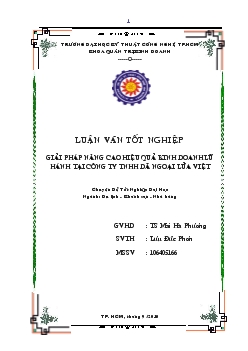 Luận văn Giải pháp nâng cao hiệu quả kinh doanh lữ hành tại công ty TNHH dã ngoại Lửa Việt