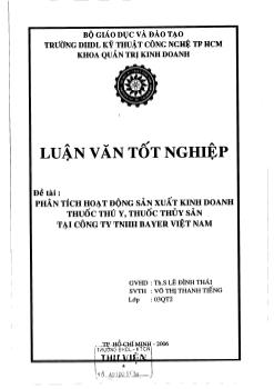 Luận văn Phân tích họat động sản xuất kinh doanh thuốc thú y, thuốc thủy sản tại công ty TNHH Bayer Việt Nam