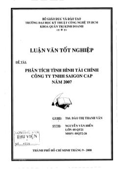 Luận văn Phân tích tình hình tài chính công ty TNHH SaiGon Cap năm 2007
