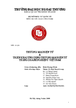 Tiểu luận Thương mại điện tử và triển khai ứng dụng thương mại điện tử trong doanh nghiệp ở Việt Nam