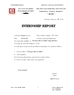 Internship report at Giving it back to kids