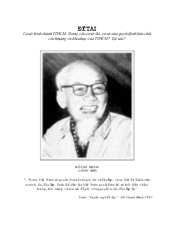 Tiểu luận Cơ sở hình thành tư tưởng Hồ Chí Minh, cơ sở quyết định bản chất cách mạng và khoa học trong tư tưởng