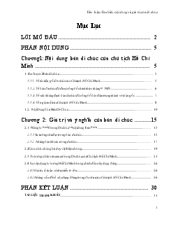Tiểu luận Tìm hiểu nội dung và giá trị của di chúc của chủ tịch Hồ Chí Minh