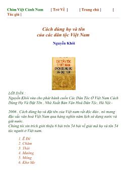 Ebook Cách dùng họ và tên của các dân tộc Việt Nam