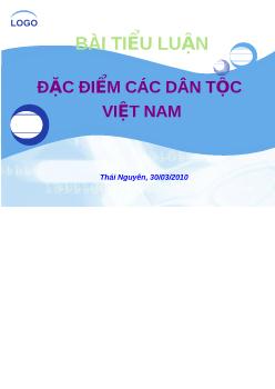 Tiểu luận Đặc điểm các dân tộc Việt Nam
