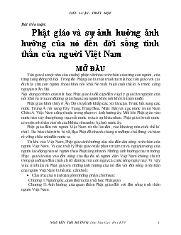 Tiểu luận Phật giáo và sự ảnh hưởng ảnh hưởng của nó đến đời sống tinh thần của người Việt Nam