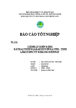 Báo cáo Chỉnh lý biến động đất đai trên địa bàn huyện Đạ Tẻh, tỉnh Lâm Đồng từ năm 2004 đến nay