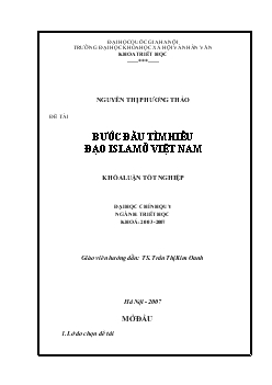 Khóa luận Bước đầu tìm hiểu đạo islam ở Việt Nam