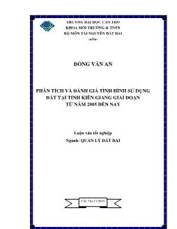 Luận văn Phân tích và đánh giá tình hình sử dụng đất tại tỉnh Kiên Giang giai đoạn từ 2005 đến nay