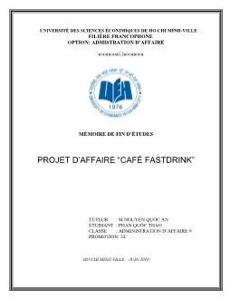 Chuyên đề Projet d’affaire Café fastdrink