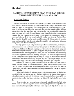Đề tài Cách tìm luận điểm và phân tích dẫn chứng trong bài văn nghị luận văn học