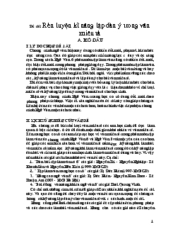 Đề tài Rèn luyện kĩ năng lập dàn ý trong văn miêu tả
