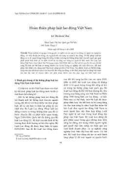 Hoàn thiện pháp luật lao động Việt Nam