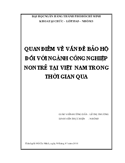 Đề tài Quan điểm về vấn đề bảo hộ đối với ngành công nghiệp non trẻ tại Việt Nam trong thời gian qua