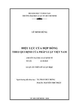 Luận án Hiệu lực của hợp đồng theo qui định của pháp luật Việt Nam