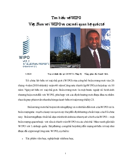 Tiểu luận Tìm hiểu về WIPO - Việt Nam với WIPO và các mối quan hệ quốc tế