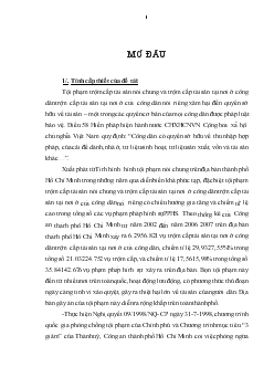 Luận văn Điều tra các vụ án trộm cắp tài sản tại nơi ở của công dân trên địa bàn thành phố Hồ Chí Minh
