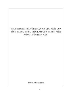 Đề tài Thực trạng, nguyên nhân và giải pháp của tình trạng thiếu việc làm của thanh niên nông thôn hiện nay