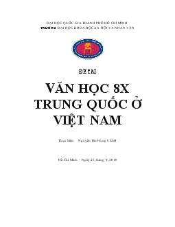 Đề tài Văn học 8X Trung Quốc ở Việt Nam