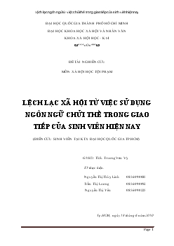 Lệch lạc xã hội từ việc sử dụng ngôn ngữ chửi thề trong giao tiếp của sinh viên hiện nay