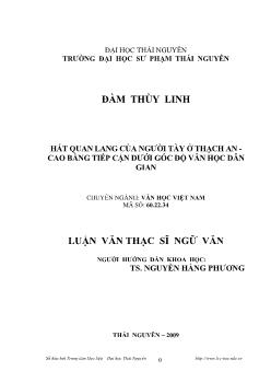 Luận văn Hát Quan Lang của người Tày ở Thạch An - Cao bằng tiếp cận dưới góc độ văn học dân gian