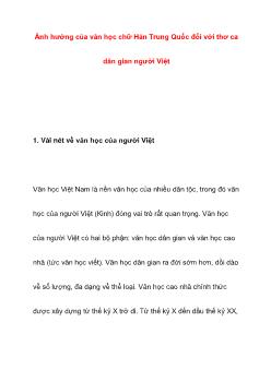 Tiểu luận Ảnh hưởng của văn học chữ Hán Trung Quốc đối với thơ ca dân gian người Việt