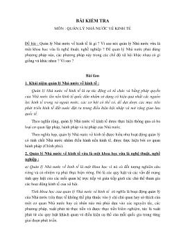 Bài kiểm tra Quản lý nhà nước về kinh tế