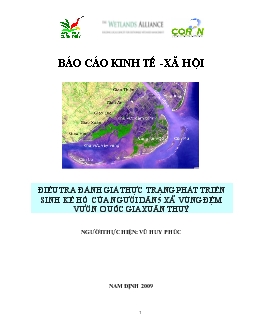 Báo cáo Điều tra đánh giá thực trạng phát triển sinh kế hộ của người dân 5 xã vùng đệm vườn quốc gia Xuân Thuỷ