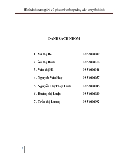 Đề tài Hình ảnh nam giới và phụ nữ trên quảng cáo truyền hình