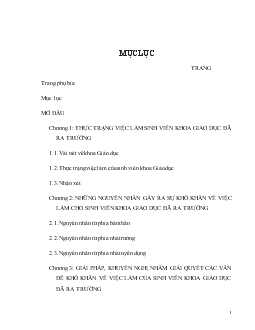 Đề tài Nghiên cứu về thực trạng việc làm của những sinh viên khoa Giáo Dục sau khi ra trường