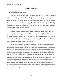 Đề tài Nhận thức và nhu cầu bảo vệ nguồn nước của người dân nông thôn hiện nay ( nghiên cứu tại Thanh Nê, Kiến Xương, Thái Bình)